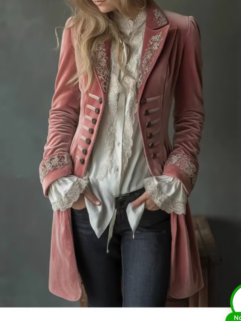 Vintage-Inspired Pink Velvet Embroidered Tailcoat Jacket